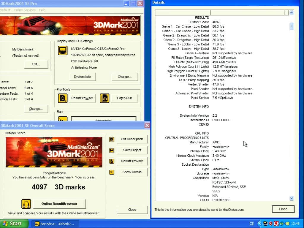3D Mark 2001 - nVidia GeForce2 GTS 32MB DDR - Asus V7700 DELUXE