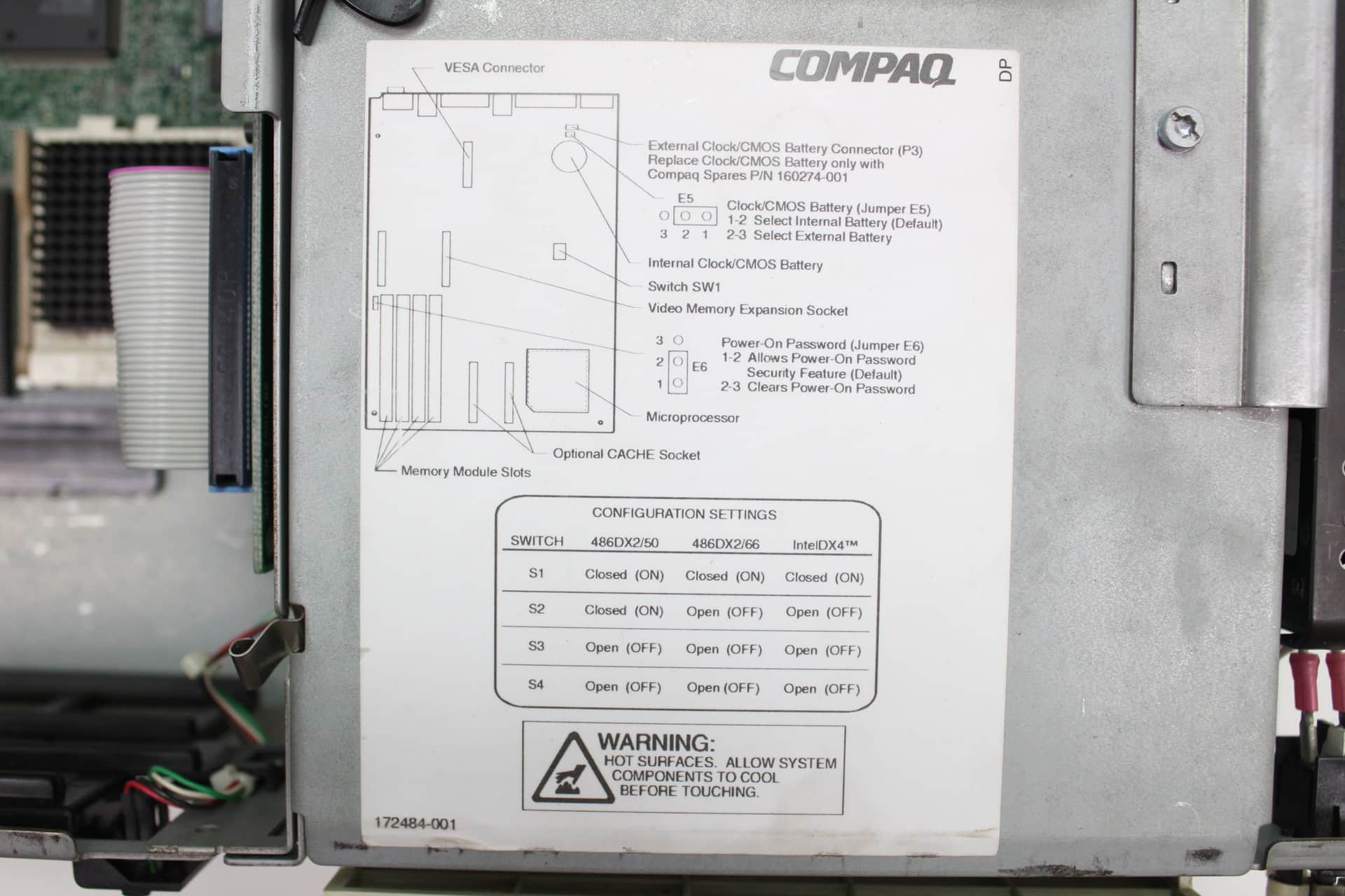 Compaq Deskpro 466 - Nálepka s nastavením základní desky