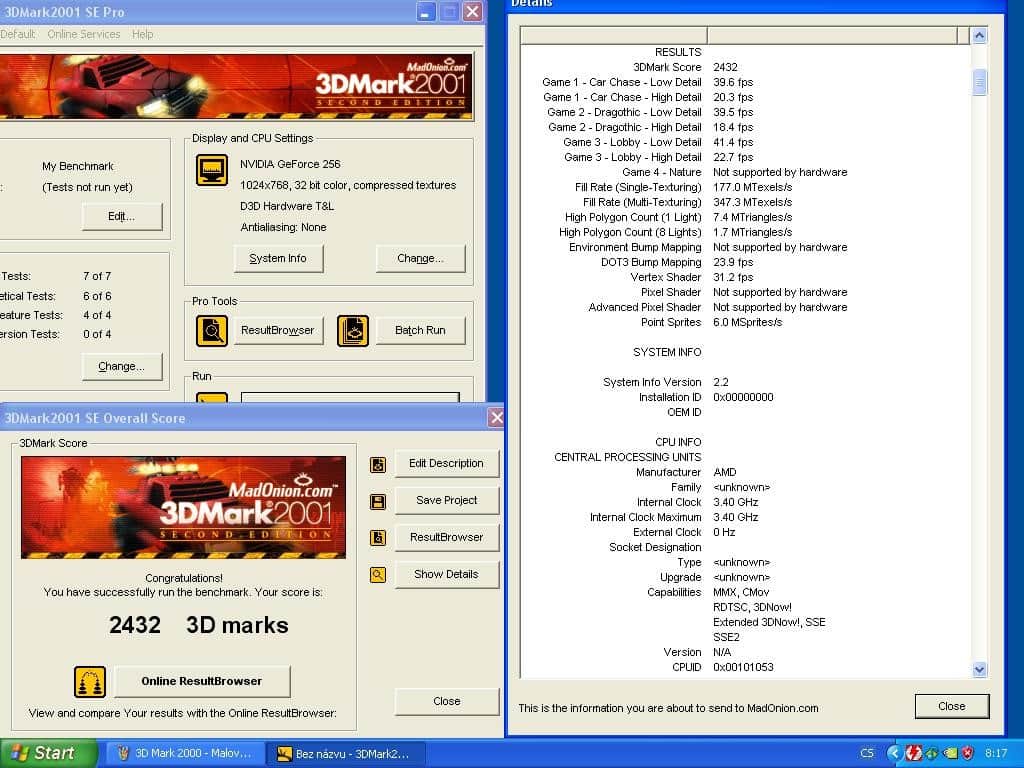 3D Mark 2001 - nVidia GeForce 256 32MB SDRAM - Creative CT6940