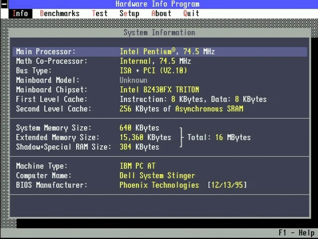 DELL OptiPlex GL 575 Testy v MS-DOS