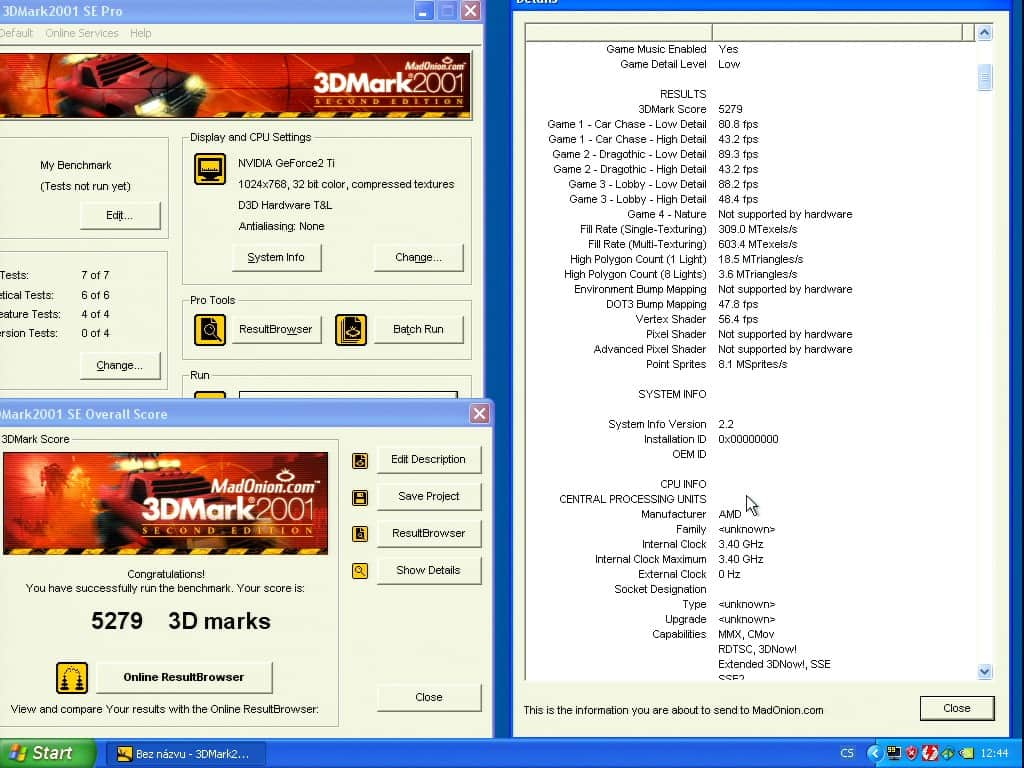 3D Mark 2001 - nVidia GeForce2 TI 64MB DDR - Hercules 3D Prophet II T