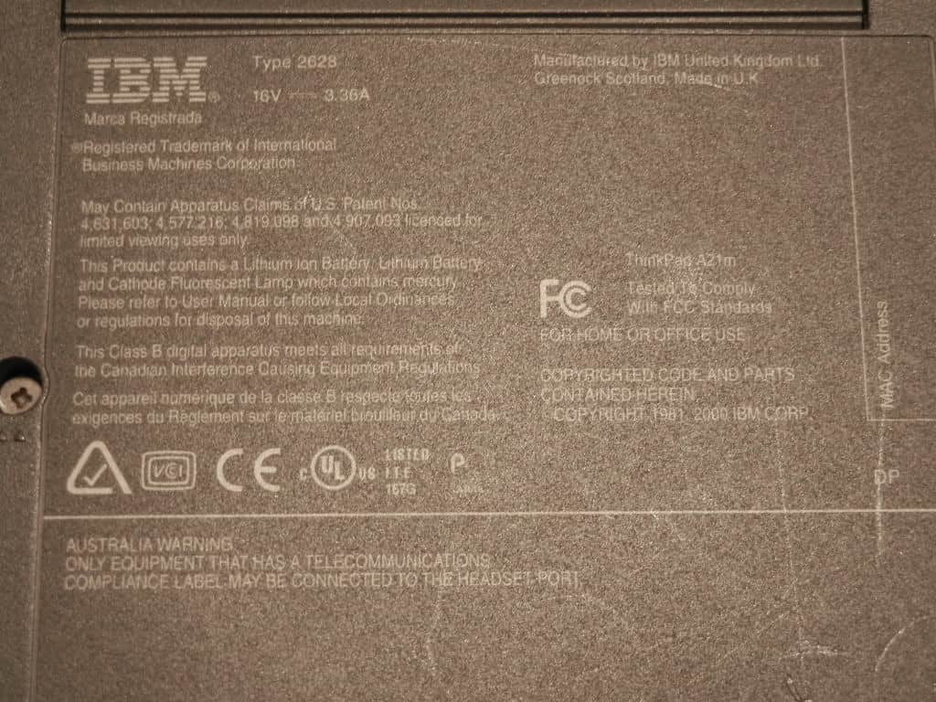 IBM ThinkPad A21m