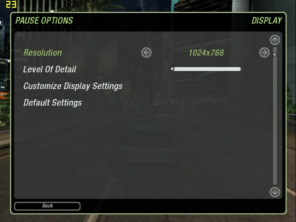 Need For Speed Underground 2 (nastavení) - nVidia GeForce2 MX 400 64MB SDRAM - Palit 2852