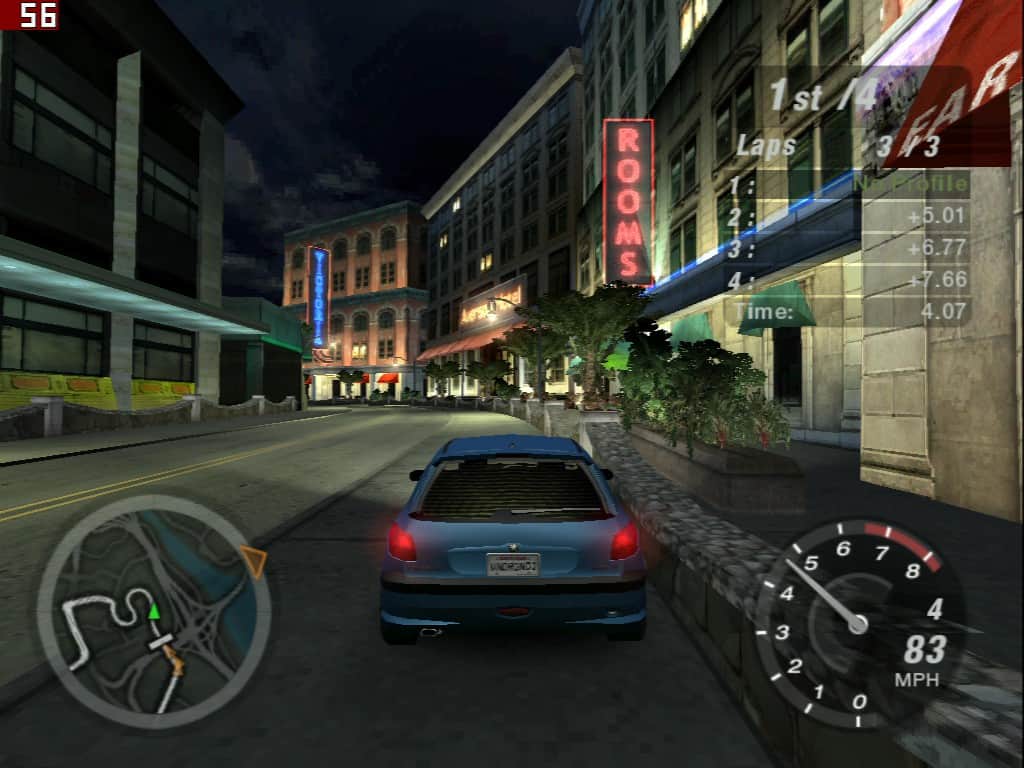 Need For Speed Underground 2 (výsledek s nižšími detaily) - nVidia GeForce3 TI200 64MB DDR - Sparkle SP7000