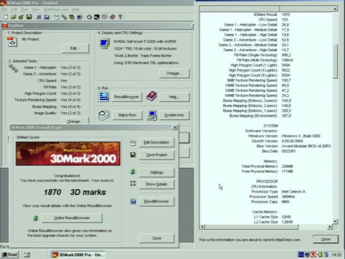 Intel Celeron 366MHz - 3D Mark 2000