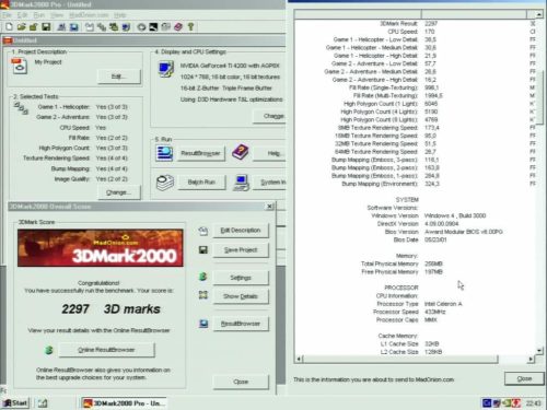 Intel Celeron 433MHz - 3D Mark 2000