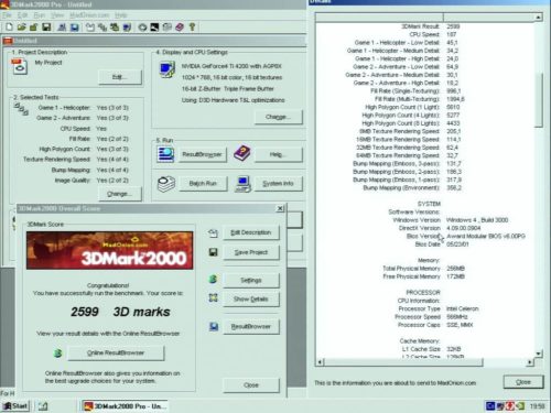 Intel Celeron 566MHz - 3D Mark 2000